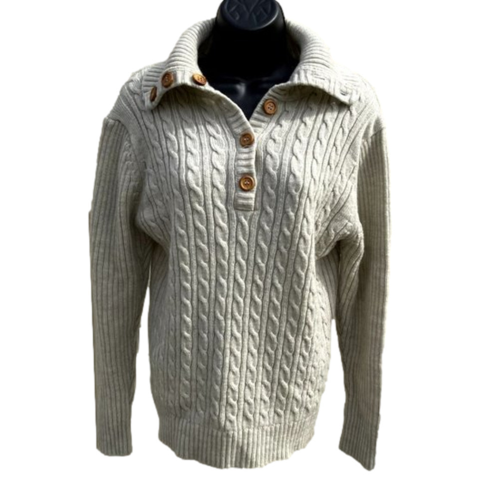 Queens Way to Fashion Womens Chunky 1/4 Button Sweater Size XX